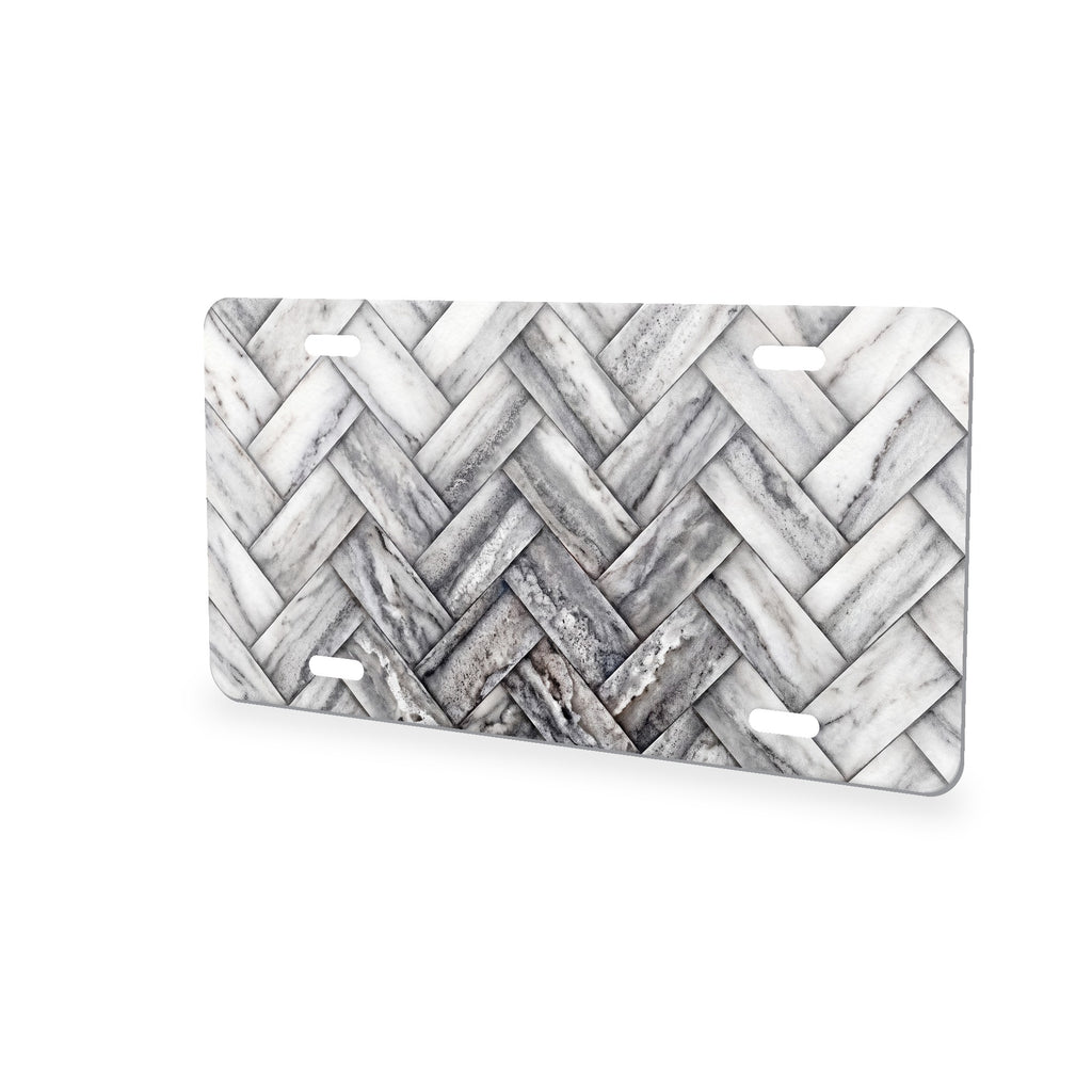 Herringbone aluminum front license plate