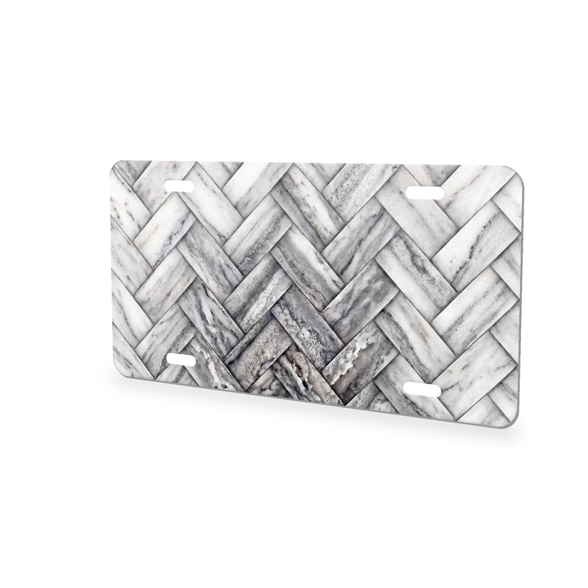 Herringbone aluminum front license plate