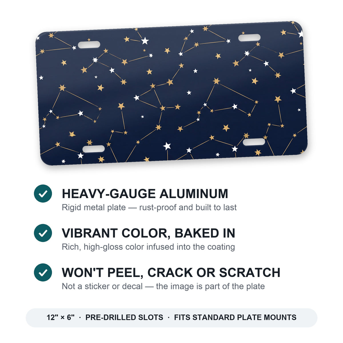 Starry Night Sky aluminum front license plate