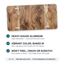 Rustic Wood Grain aluminum front license plate