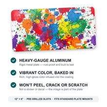 Paint Splatter aluminum front license plate