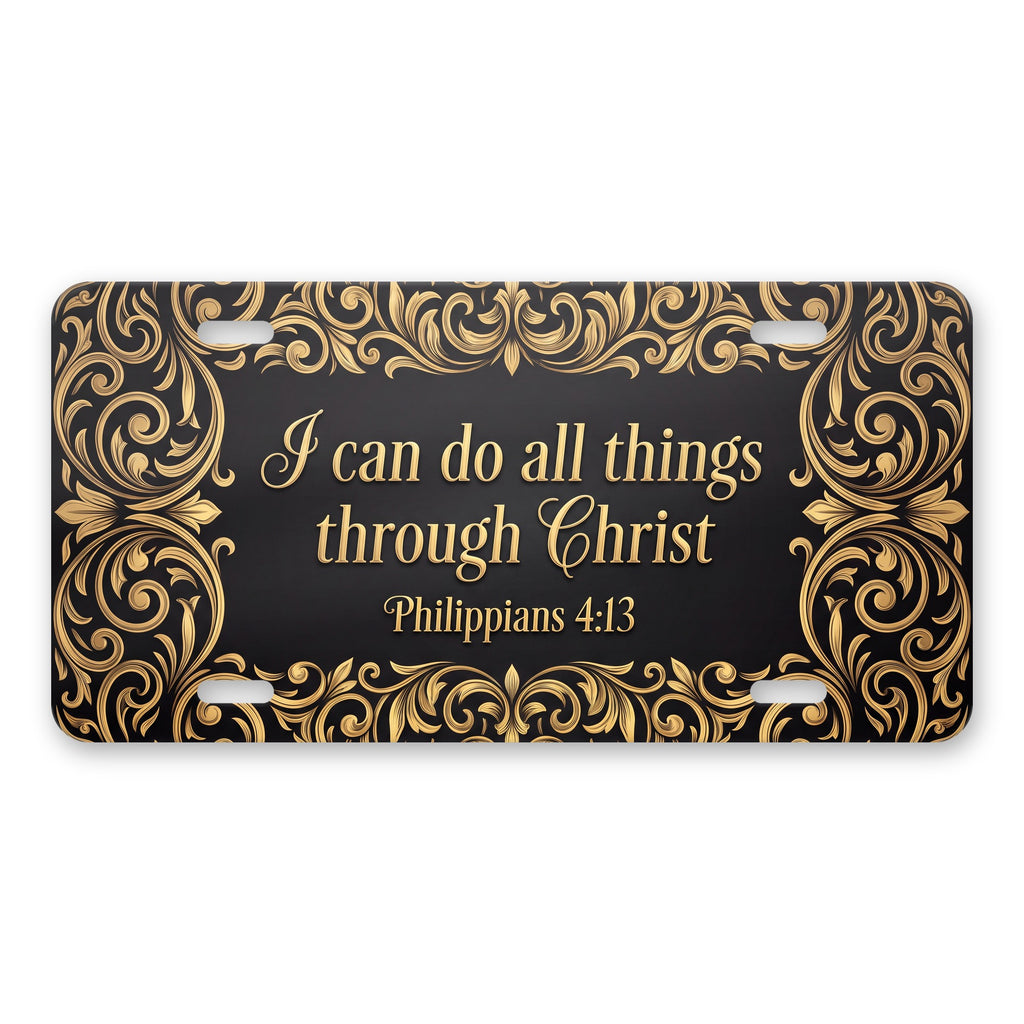Philippians 4:13 aluminum front license plate