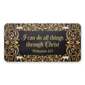 Philippians 4:13 aluminum front license plate