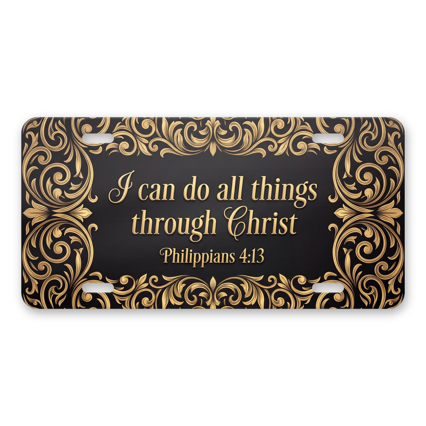 Philippians 4:13 aluminum front license plate