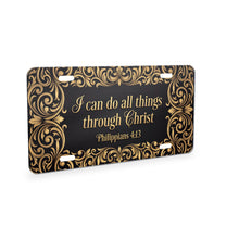 Philippians 4:13 aluminum front license plate