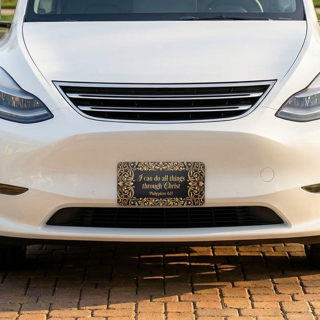 Philippians 4:13 aluminum front license plate