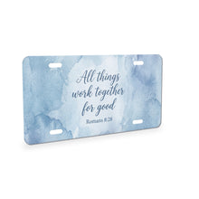 Romans 8:28 aluminum front license plate
