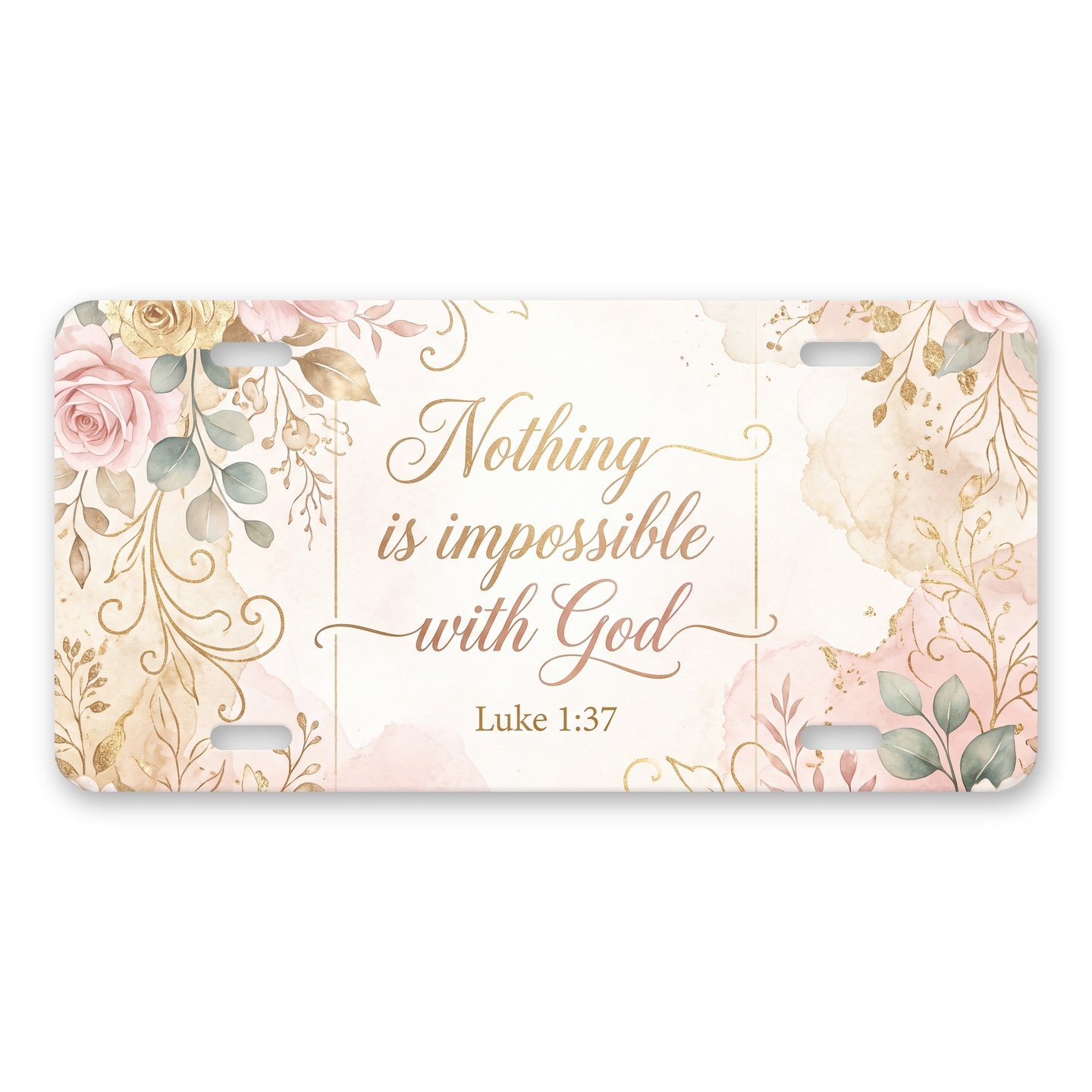 Luke 1:37 aluminum front license plate
