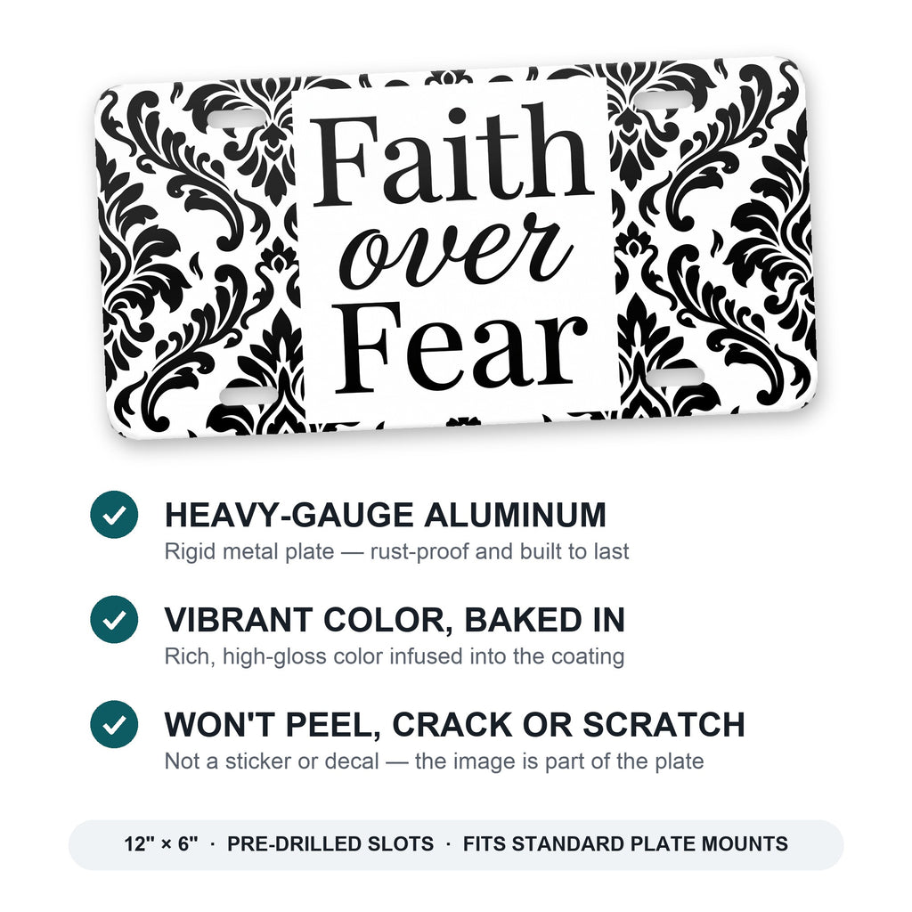 Faith Over Fear aluminum front license plate