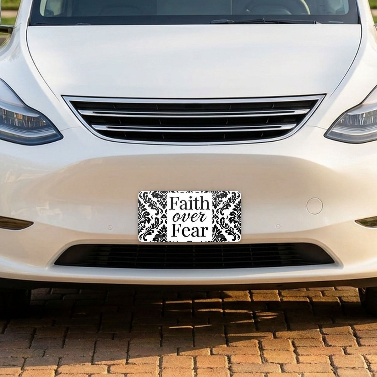 Faith Over Fear aluminum front license plate