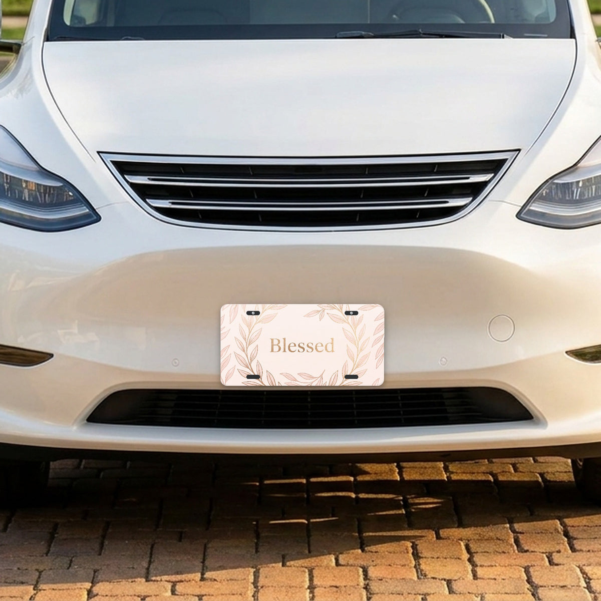 Blessed Script aluminum front license plate