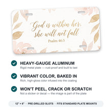 God Is Within Her aluminum front license plate