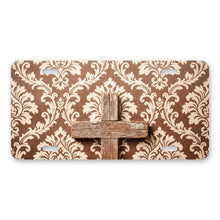 Wooden Cross aluminum front license plate