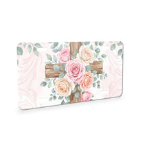 Floral Cross aluminum front license plate