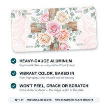 Floral Cross aluminum front license plate