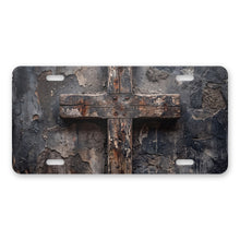 Distressed Cross aluminum front license plate