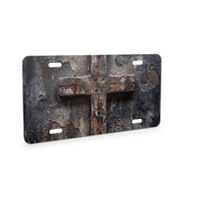 Distressed Cross aluminum front license plate