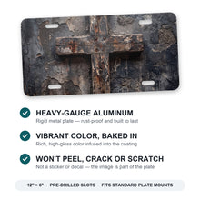 Distressed Cross aluminum front license plate