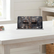 Distressed Cross aluminum front license plate