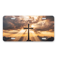Cross On Mountains aluminum front license plate