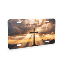 Cross On Mountains aluminum front license plate