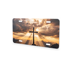 Cross On Mountains aluminum front license plate
