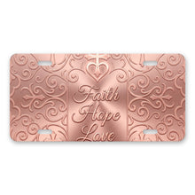 Faith Hope Love aluminum front license plate