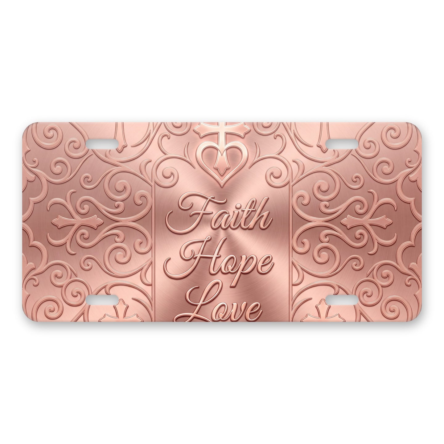 Faith Hope Love aluminum front license plate