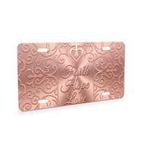 Faith Hope Love aluminum front license plate
