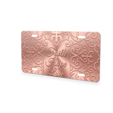 Faith Hope Love aluminum front license plate