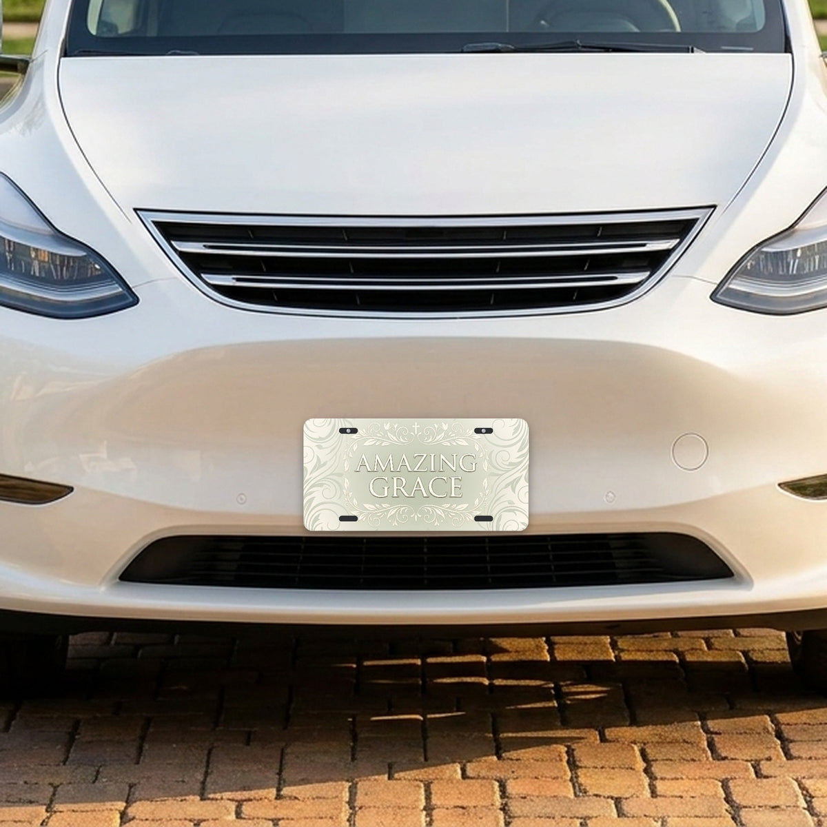 Amazing Grace aluminum front license plate