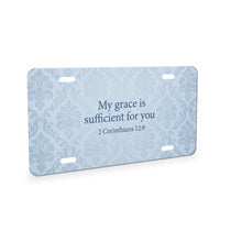 His Grace Is Sufficient aluminum front license plate
