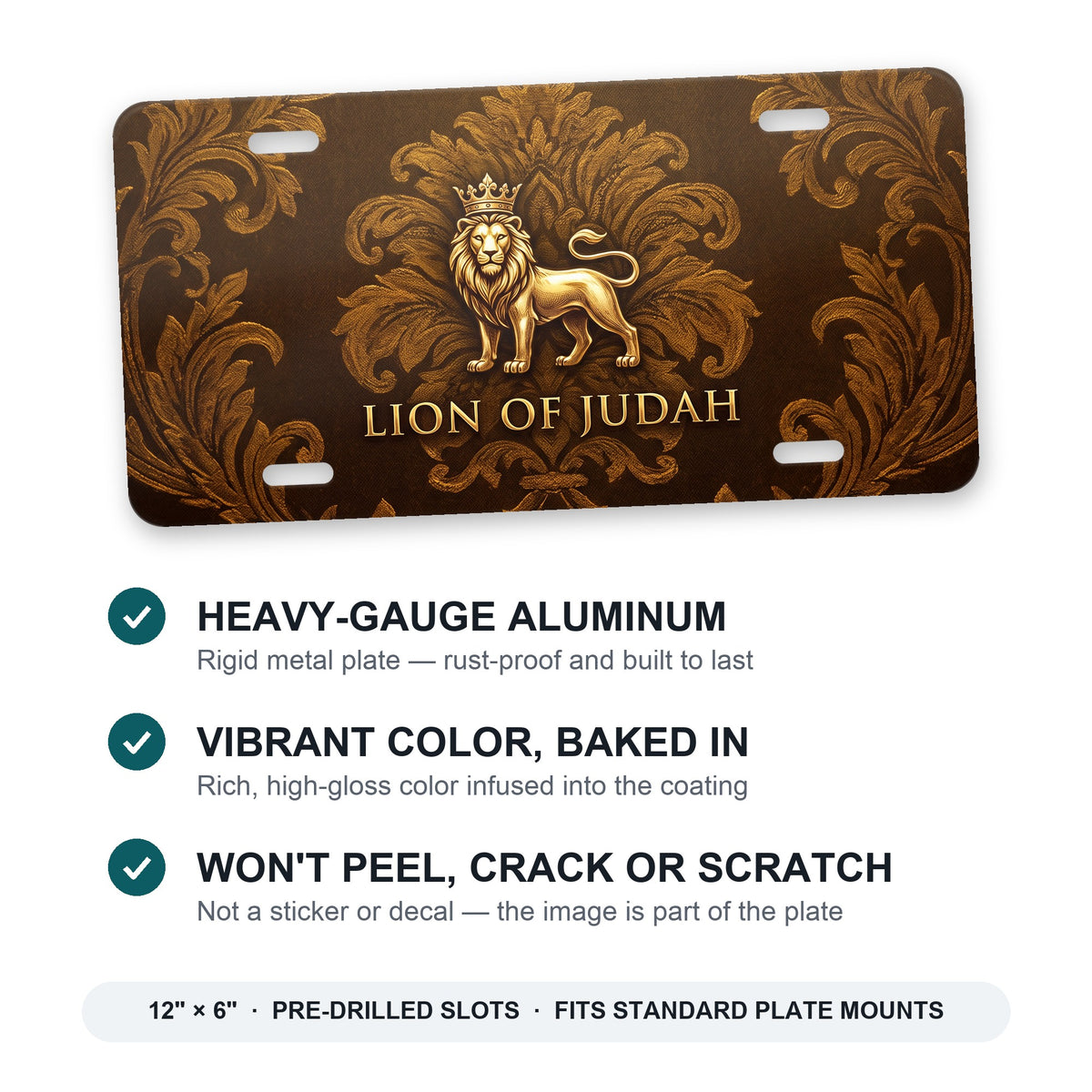 Lion Of Judah aluminum front license plate