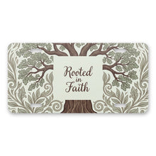 Rooted In Faith Tree aluminum front license plate