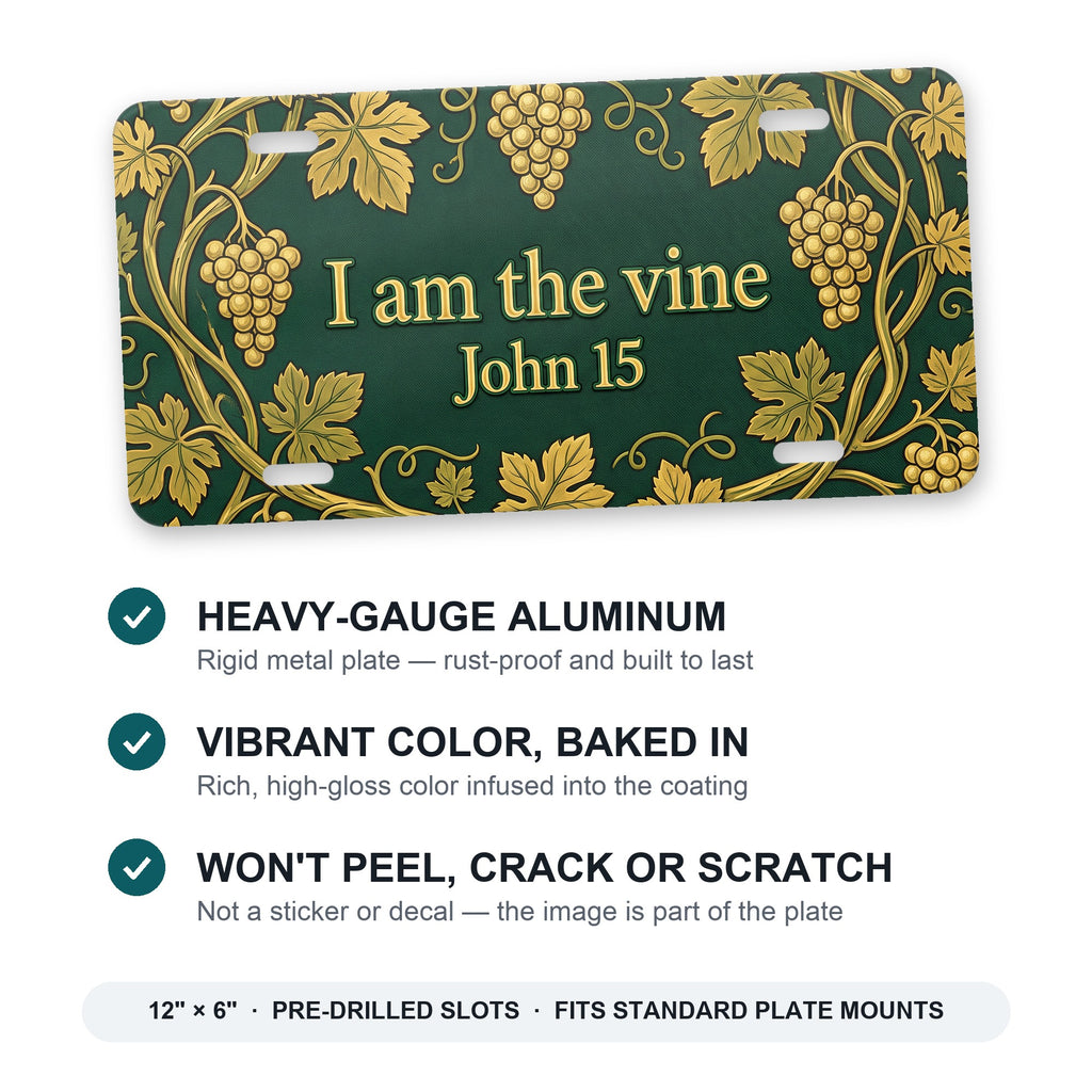Grafted Vine aluminum front license plate