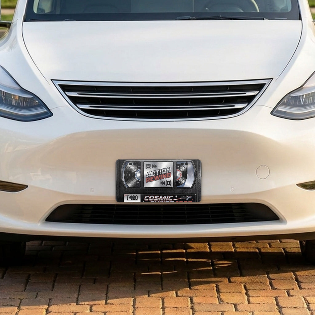 VHS Tape aluminum front license plate