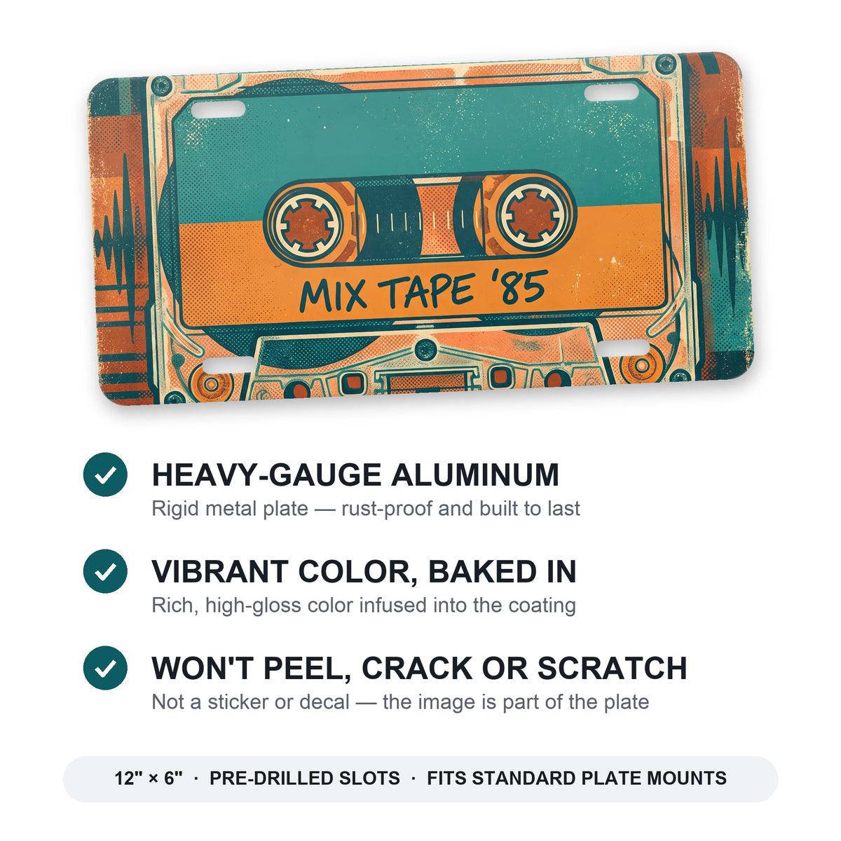 Cassette Tape aluminum front license plate