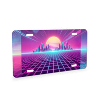 80s Neon Grid aluminum front license plate