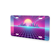 80s Neon Grid aluminum front license plate