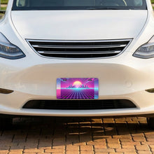 80s Neon Grid aluminum front license plate