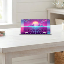 80s Neon Grid aluminum front license plate
