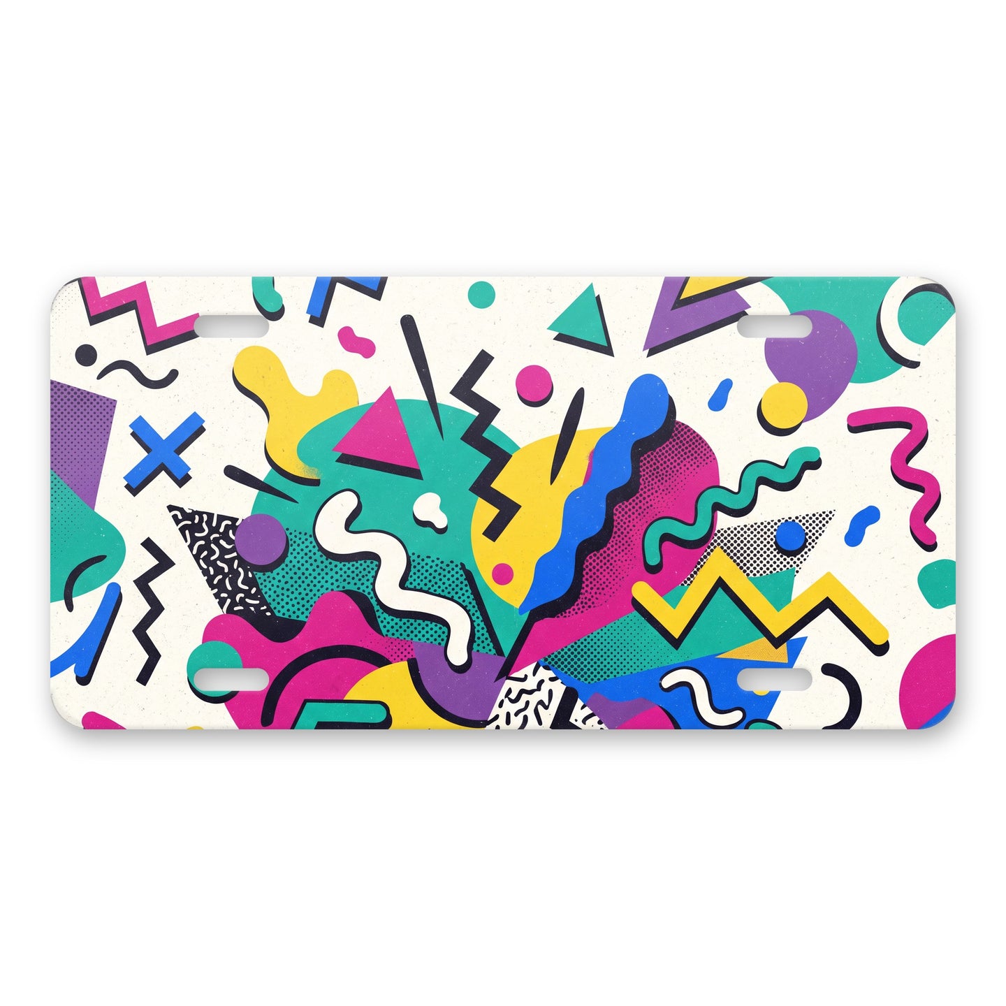 90s Memphis Shapes aluminum front license plate