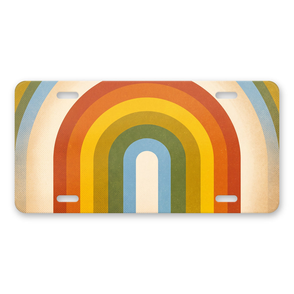 Retro Rainbow Stripes aluminum front license plate