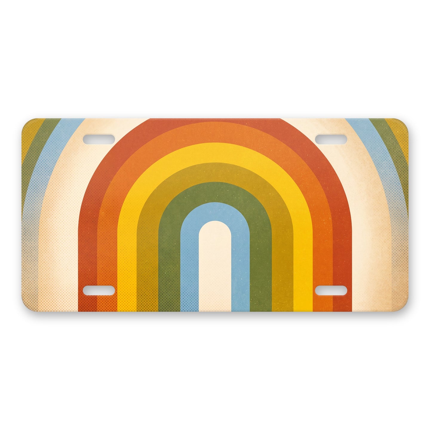 Retro Rainbow Stripes aluminum front license plate