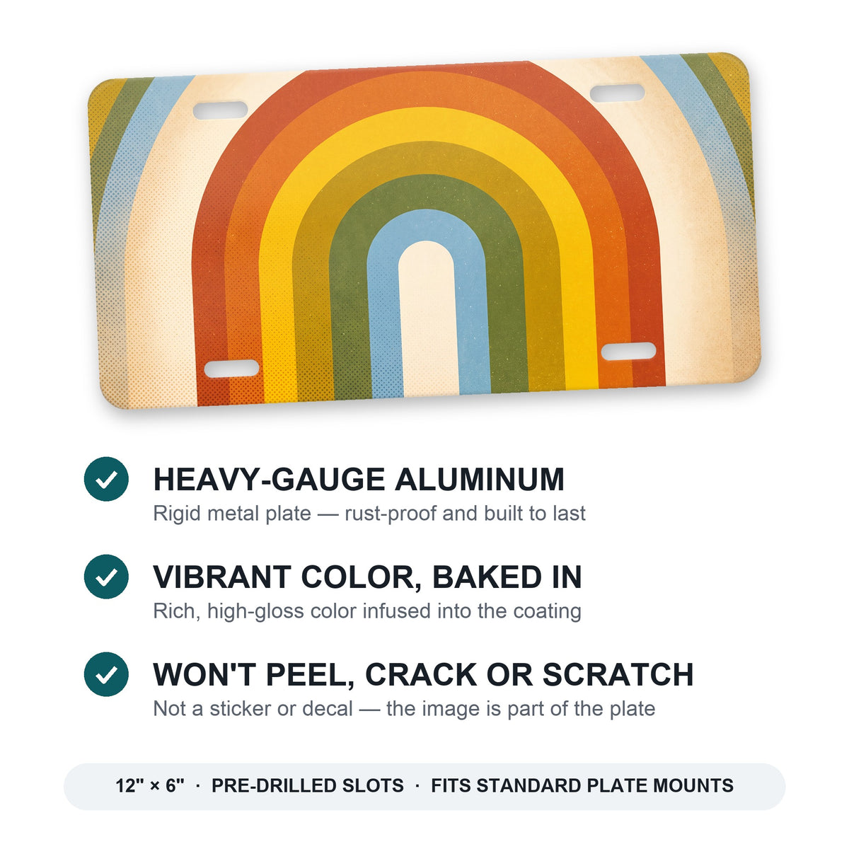 Retro Rainbow Stripes aluminum front license plate