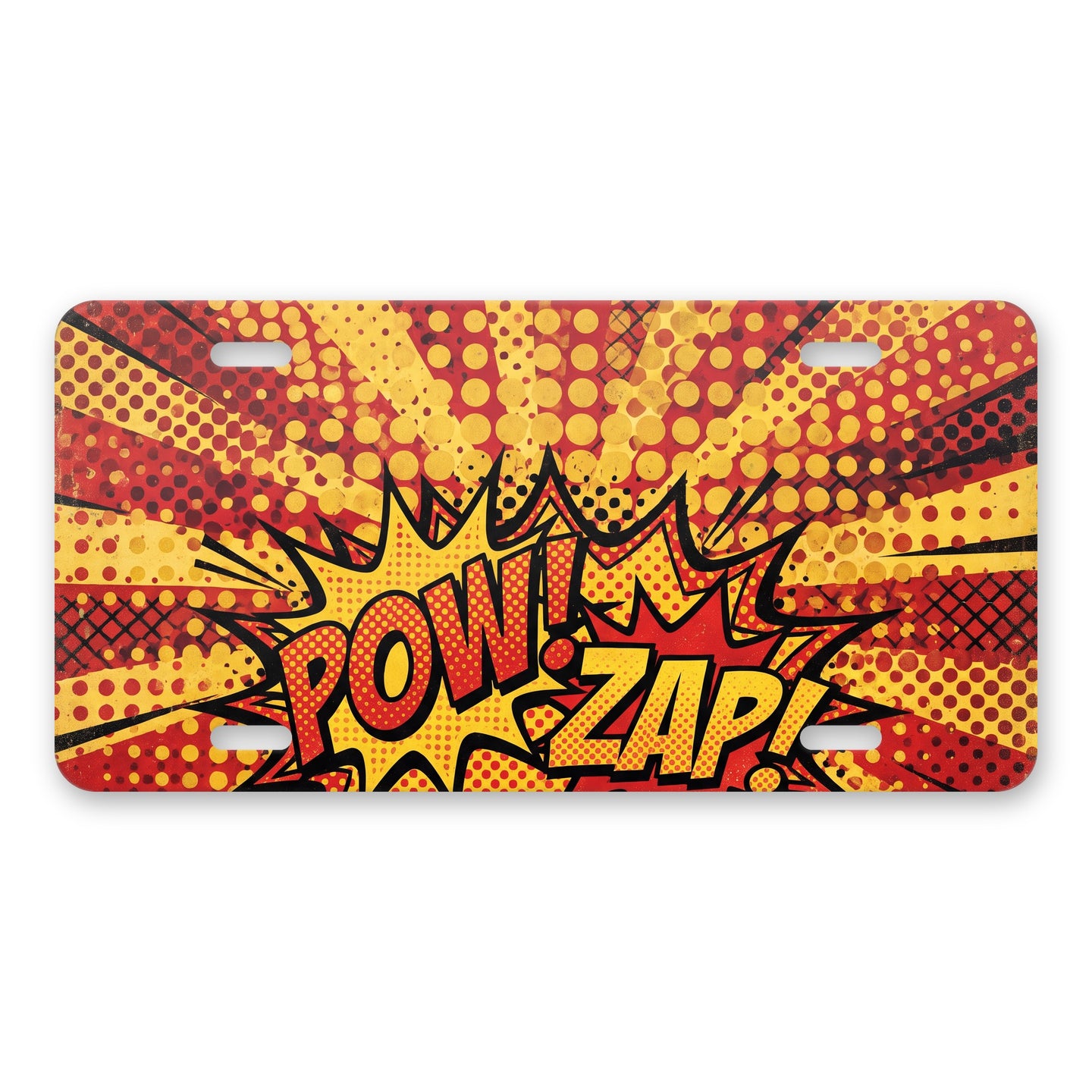 Pop Art Comic Dots aluminum front license plate