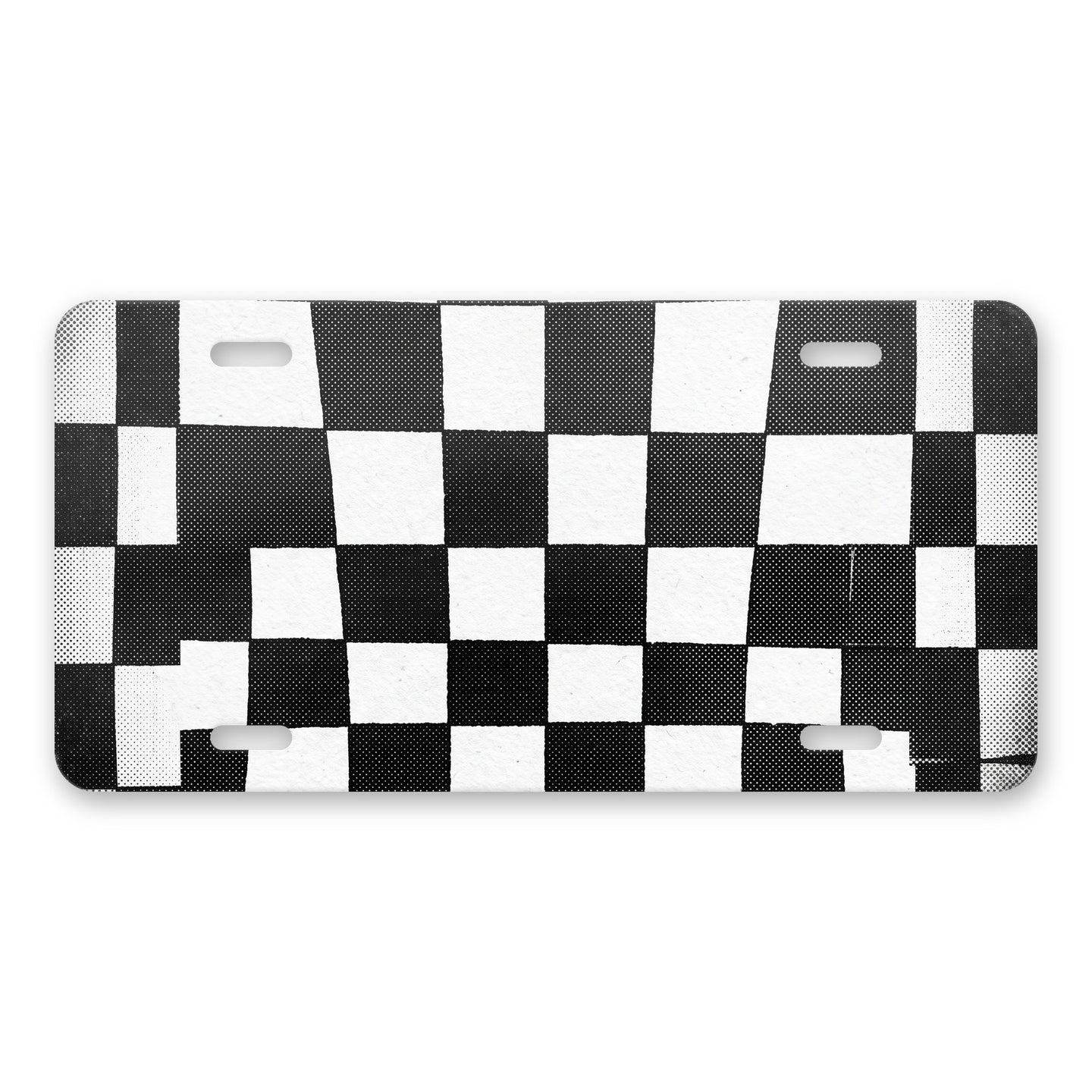 Checkerboard aluminum front license plate