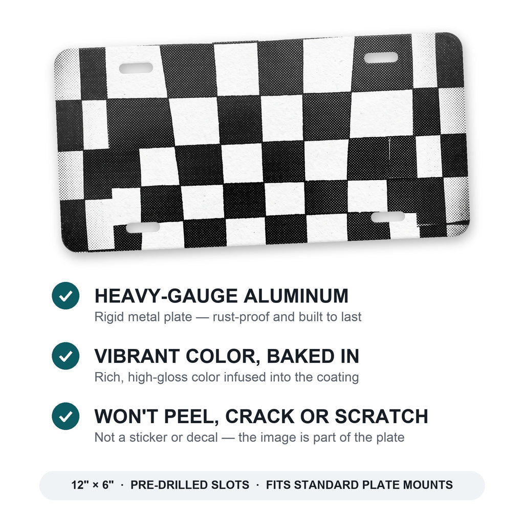Checkerboard aluminum front license plate