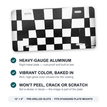 Checkerboard aluminum front license plate