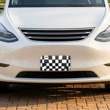 Checkerboard aluminum front license plate